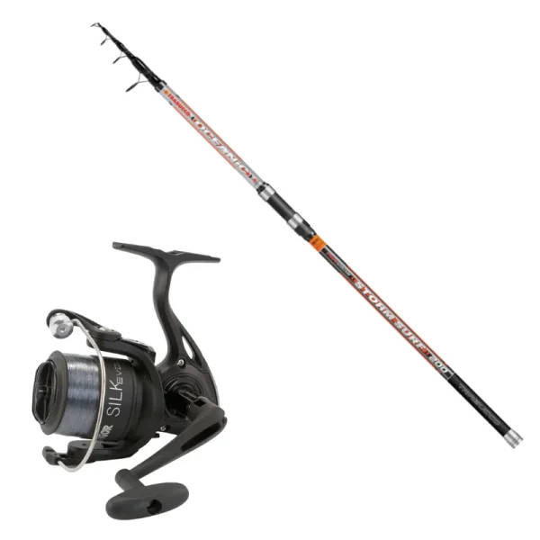 Combo Surfcasting Trabucco Oceanic Storm Surf 4.20 mt 200 gr + Mulinello Lineaeffe Silk Evolution taglia 60 cfilo