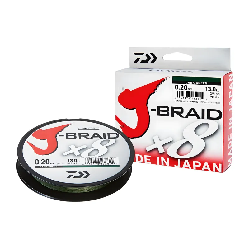 Trecciato Daiwa J-Braid X8 300 mt Dark Green