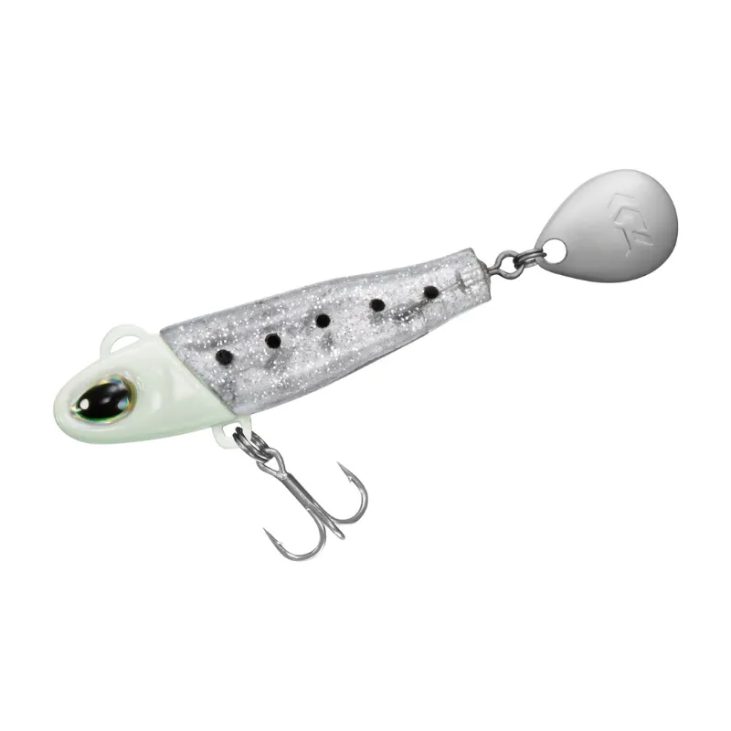 Artificiale Metal Lure Daiwa MG Little Spin 5 cm 10 gr Glow Mekki Shirasu