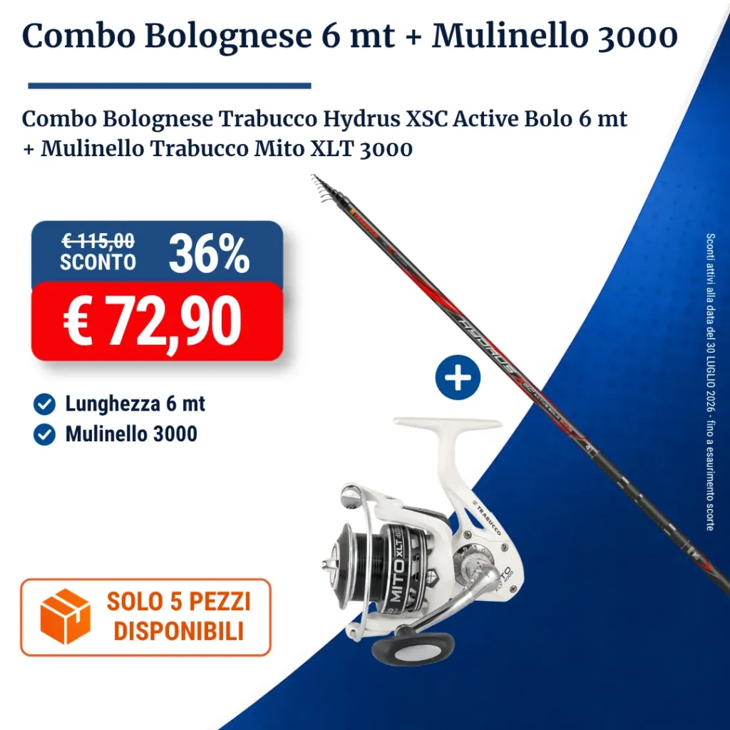 Combo Bolognese Trabucco Hydrus XSC Active Bolo 6 mt + Mito XLT 3000
