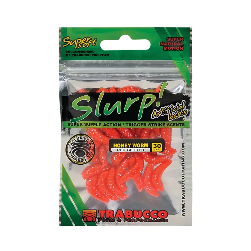 Artificiale Worm Trabucco Slurp Honey Worm XL Red Glitter