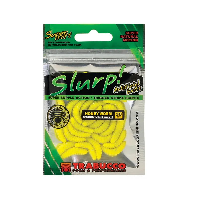 Artificiale Worm Trabucco Slurp Honey Worm XL Yellow Glitter
